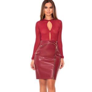 NWT House of CB Wine Red Vegan Leather Skirt